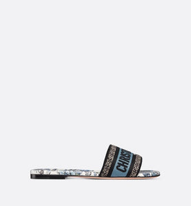 Dway Slide • Pastel Midnight Blue Multicolor Embroidered Cotton with Toile de Jouy Mexico Motif