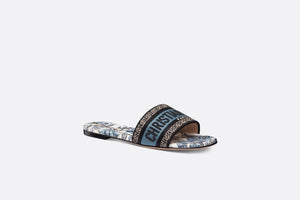 Dway Slide • Pastel Midnight Blue Multicolor Embroidered Cotton with Toile de Jouy Mexico Motif
