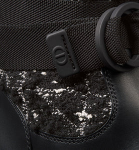 D-Major Boot • Black Calfskin with Black and White Cannage Tweed