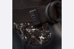 D-Major Boot • Black Calfskin with Black and White Cannage Tweed
