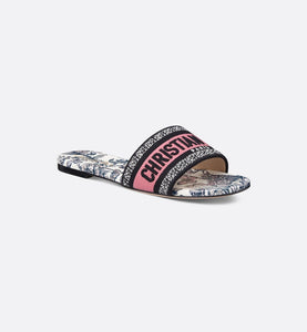Dway Slide • Nude Multicolor Embroidered Cotton with Toile de Jouy Mexico Motif