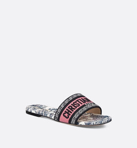 Dway Slide • Nude Multicolor Embroidered Cotton with Toile de Jouy Mexico Motif