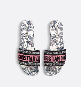 Dway Slide • Nude Multicolor Embroidered Cotton with Toile de Jouy Mexico Motif