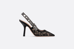 J'Adior Slingback Pump • Transparent Mesh Embroidered with Black Butterfly Motif