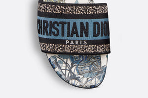 Dway Slide • Pastel Midnight Blue Multicolor Embroidered Cotton with Toile de Jouy Mexico Motif