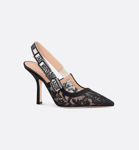 J'Adior Slingback Pump • Transparent Mesh Embroidered with Black Butterfly Motif
