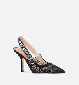 J'Adior Slingback Pump • Transparent Mesh Embroidered with Black Butterfly Motif