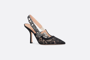 J'Adior Slingback Pump • Transparent Mesh Embroidered with Black Butterfly Motif