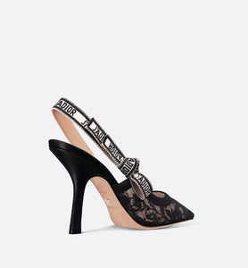 J'Adior Slingback Pump • Transparent Mesh Embroidered with Black Butterfly Motif