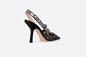 J'Adior Slingback Pump • Transparent Mesh Embroidered with Black Butterfly Motif