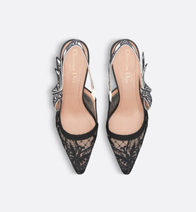 J'Adior Slingback Pump • Transparent Mesh Embroidered with Black Butterfly Motif
