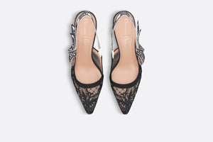 J'Adior Slingback Pump • Transparent Mesh Embroidered with Black Butterfly Motif