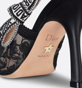 J'Adior Slingback Pump • Transparent Mesh Embroidered with Black Butterfly Motif