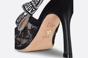 J'Adior Slingback Pump • Transparent Mesh Embroidered with Black Butterfly Motif