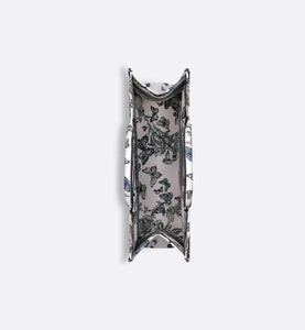 Large Dior Book Tote • White and Pastel Midnight Blue Toile de Jouy Mexico Embroidery (42 x 35 x 18.5 cm)