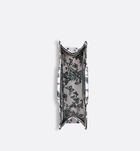 Large Dior Book Tote • White and Pastel Midnight Blue Toile de Jouy Mexico Embroidery (42 x 35 x 18.5 cm)