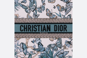 Large Dior Book Tote • White and Pastel Midnight Blue Toile de Jouy Mexico Embroidery (42 x 35 x 18.5 cm)