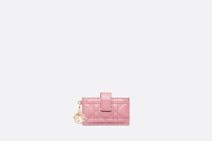 Lady Dior 5-Gusset Card Holder • Melocoton Pink Patent Cannage Calfskin