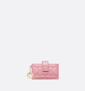 Lady Dior 5-Gusset Card Holder • Melocoton Pink Patent Cannage Calfskin