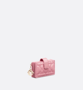 Lady Dior 5-Gusset Card Holder • Melocoton Pink Patent Cannage Calfskin