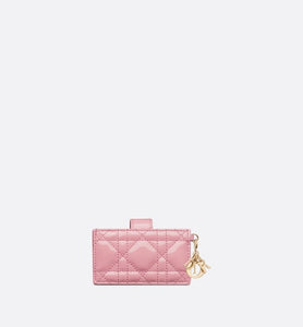 Lady Dior 5-Gusset Card Holder • Melocoton Pink Patent Cannage Calfskin