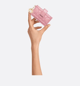 Lady Dior 5-Gusset Card Holder • Melocoton Pink Patent Cannage Calfskin
