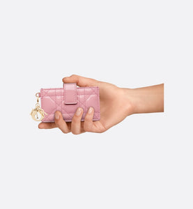 Lady Dior 5-Gusset Card Holder • Melocoton Pink Patent Cannage Calfskin