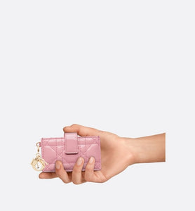 Lady Dior 5-Gusset Card Holder • Melocoton Pink Patent Cannage Calfskin