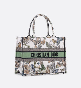 Medium Dior Book Tote • White Multicolor Toile de Jouy Mexico Embroidery (36 x 27.5 x 16.5 cm)