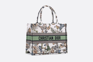 Medium Dior Book Tote • White Multicolor Toile de Jouy Mexico Embroidery (36 x 27.5 x 16.5 cm)