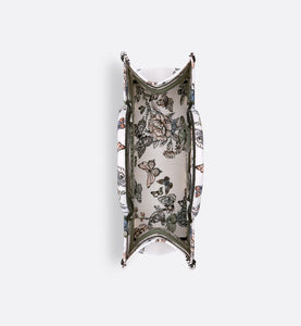 Medium Dior Book Tote • White Multicolor Toile de Jouy Mexico Embroidery (36 x 27.5 x 16.5 cm)