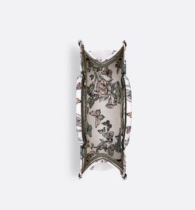 Medium Dior Book Tote • White Multicolor Toile de Jouy Mexico Embroidery (36 x 27.5 x 16.5 cm)