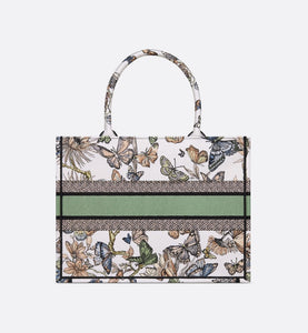 Medium Dior Book Tote • White Multicolor Toile de Jouy Mexico Embroidery (36 x 27.5 x 16.5 cm)