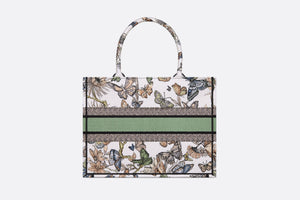 Medium Dior Book Tote • White Multicolor Toile de Jouy Mexico Embroidery (36 x 27.5 x 16.5 cm)