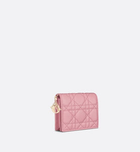 Lady Dior Mini Wallet • Melocoton Pink Cannage Lambskin