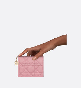 Lady Dior Mini Wallet • Melocoton Pink Cannage Lambskin