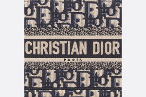 Dior Book Tote Mini Tote with Strap • Blue and Beige Dior Oblique Embroidery (21.5 x 13 x 7.5 cm)
