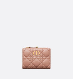 Dior Caro Dahlia Wallet • Rose Des Vents Supple Cannage Calfskin