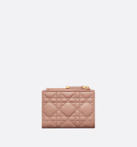 Dior Caro Dahlia Wallet • Rose Des Vents Supple Cannage Calfskin