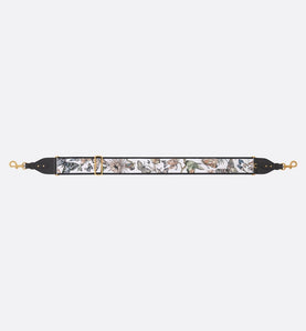 Adjustable Shoulder Strap with Ring • White Multicolor Toile de Jouy Mexico Embroidery