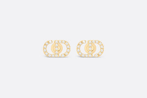 Petit CD Mini Stud Earrings • Gold-Finish Metal and Silver-Tone Crystals