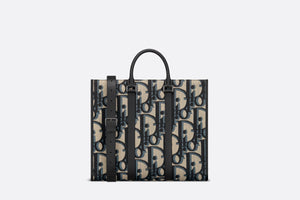 East-West Tote Bag • Beige and Black Maxi Dior Oblique Jacquard