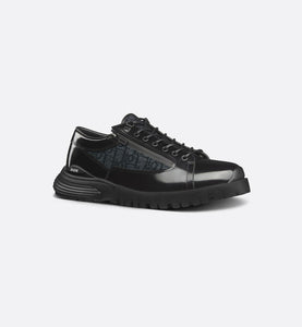 Dior Combat Derby Shoe • Black polished calfskin and Dior Oblique jacquard