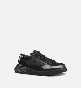 Dior Combat Derby Shoe • Black polished calfskin and Dior Oblique jacquard
