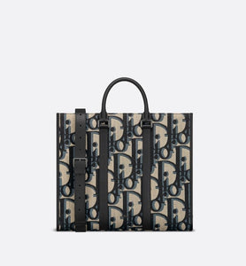 East-West Tote Bag • Beige and Black Maxi Dior Oblique Jacquard
