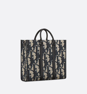 East-West Tote Bag • Beige and Black Maxi Dior Oblique Jacquard