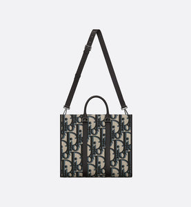 East-West Tote Bag • Beige and Black Maxi Dior Oblique Jacquard