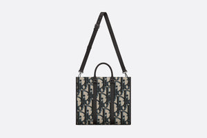 East-West Tote Bag • Beige and Black Maxi Dior Oblique Jacquard