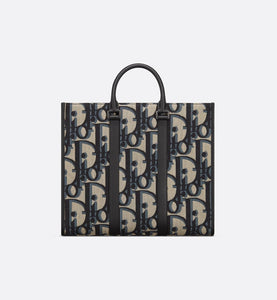 East-West Tote Bag • Beige and Black Maxi Dior Oblique Jacquard