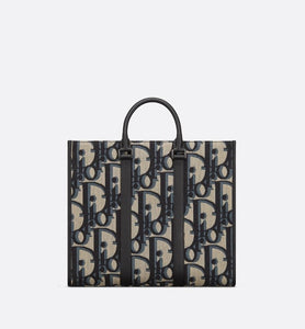 East-West Tote Bag • Beige and Black Maxi Dior Oblique Jacquard